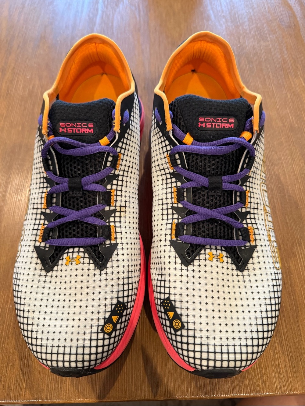 Under Armour HOVR Sonic 6 Storm Running Shoes — White, Black, Purple & Pink